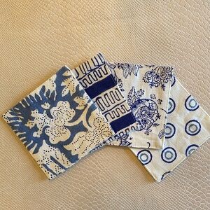 Fete Home Blue and White Cocktail Napkins/Coasters, Set of 4